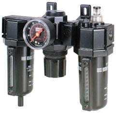 ARO/Ingersoll-Rand - 3/8" NPT Port Standard 3 Piece Filter-Regulator-Lubricator FRL Unit - Metal Bowl, 99 SCFM, 250 Max psi, 8.25" High, Manual Drain - Eagle Tool & Supply