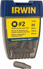 Irwin - 1/4" Drive, #2 Square Recess Screwdriver Bit - 1" OAL - Eagle Tool & Supply