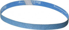 Norton - 3/4" Wide x 20-1/2" OAL, 80 Grit, Zirconia Alumina Abrasive Belt - Zirconia Alumina, Medium, Coated, X Weighted Cloth Backing, Series R823 - Eagle Tool & Supply