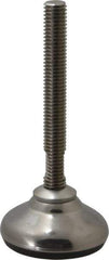 Sunnex - 1/2-13 Bolt Thread, 1.3" High Overall Hygienic Design Stud Mount Leveling Pad & Mount - 1,100 Max Lb Capacity, 2.36" Base Diam, 4" Thread Length - Eagle Tool & Supply