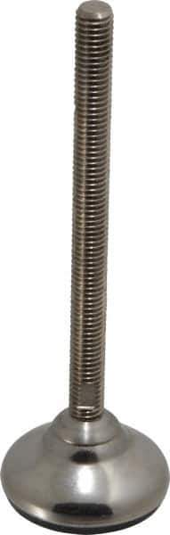 Sunnex - 1/2-13 Bolt Thread, 1.3" High Overall Hygienic Design Stud Mount Leveling Pad & Mount - 1,100 Max Lb Capacity, 2.36" Base Diam, 6" Thread Length - Eagle Tool & Supply