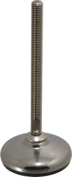 Sunnex - 1/2-13 Bolt Thread, 1.22" High Overall Hygienic Design Stud Mount Leveling Pad & Mount - 2,200 Max Lb Capacity, 3.15" Base Diam, 6" Thread Length - Eagle Tool & Supply