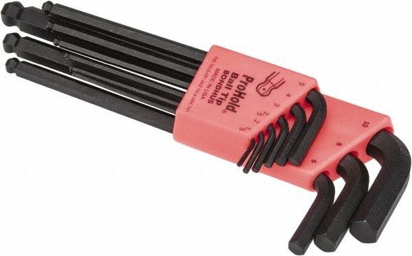 Bondhus - 9 Piece L-Key Ball End Hex Key Set - Hex Range 1.5 to 10mm - Eagle Tool & Supply