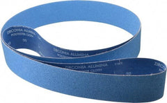 Norton - 3" Wide x 132" OAL, 50 Grit, Zirconia Alumina Abrasive Belt - Zirconia Alumina, Coarse, Coated, Y Weighted Cloth Backing, Series R824 - Eagle Tool & Supply