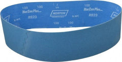 Norton - 4" Wide x 36" OAL, 100 Grit, Zirconia Alumina Abrasive Belt - Zirconia Alumina, Fine, Coated, X Weighted Cloth Backing - Eagle Tool & Supply