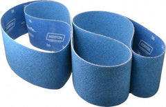 Norton - 4" Wide x 132" OAL, 36 Grit, Zirconia Alumina Abrasive Belt - Zirconia Alumina, Very Coarse, Coated, Y Weighted Cloth Backing, Series R824 - Eagle Tool & Supply