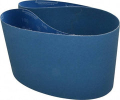 Norton - 6" Wide x 48" OAL, 100 Grit, Zirconia Alumina Abrasive Belt - Zirconia Alumina, Fine, Coated, X Weighted Cloth Backing, Series R823 - Eagle Tool & Supply
