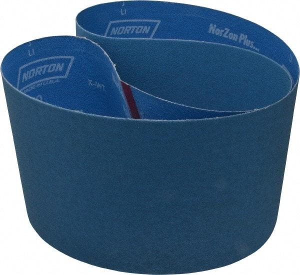 Norton - 6" Wide x 48" OAL, 120 Grit, Zirconia Alumina Abrasive Belt - Zirconia Alumina, Fine, Coated, X Weighted Cloth Backing, Series R823 - Eagle Tool & Supply