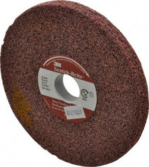 3M - 6" Diam, 1/2" Face Width, 1" Center Hole, Medium Grade, Aluminum Oxide Deburring Wheel - Convolute, Medium Density 5 Grade, 6,000 RPM - Eagle Tool & Supply