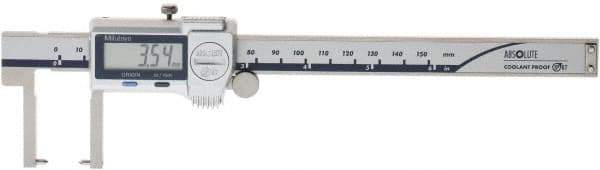 Mitutoyo - 0 to 150mm Range, 0.01mm Resolution, IP67 Electronic Caliper - Stainless Steel with 38mm Stainless Steel Jaws, 0.03mm Accuracy, SPC Output - Eagle Tool & Supply