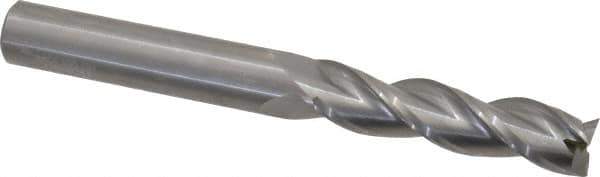 Kennametal - 1/2", 2" LOC, 1/2" Shank Diam, 4-1/2" OAL, 3 Flute, Solid Carbide Square End Mill - Single End, Uncoated, Spiral Flute, 35° Helix, Centercutting, Right Hand Cut, Right Hand Flute, Series AADE - Eagle Tool & Supply
