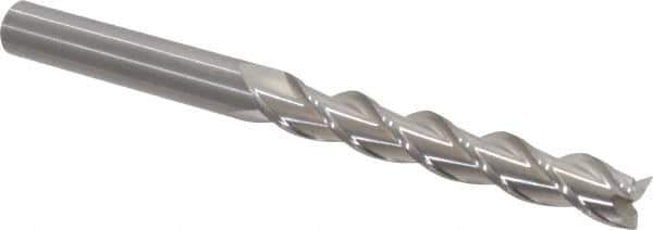 Kennametal - 1/2", 3-1/8" LOC, 1/2" Shank Diam, 6" OAL, 3 Flute, Solid Carbide Square End Mill - Single End, Uncoated, Spiral Flute, 35° Helix, Centercutting, Right Hand Cut, Right Hand Flute, Series AADE - Eagle Tool & Supply