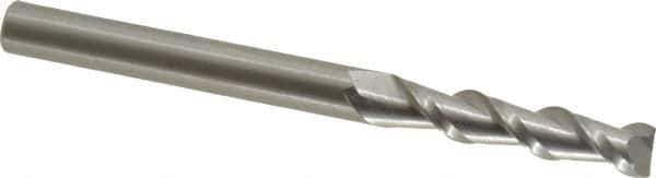 Kennametal - 1/4", 1-1/8" LOC, 1/4" Shank Diam, 3" OAL, 2 Flute, Solid Carbide Square End Mill - Single End, Uncoated, Spiral Flute, 45° Helix, Centercutting, Right Hand Cut, Right Hand Flute, Series AADF - Eagle Tool & Supply