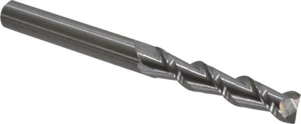 Kennametal - 3/8", 1-3/4" LOC, 3/8" Shank Diam, 4" OAL, 2 Flute, Solid Carbide Square End Mill - Single End, Uncoated, Spiral Flute, 45° Helix, Centercutting, Right Hand Cut, Right Hand Flute, Series AADF - Eagle Tool & Supply