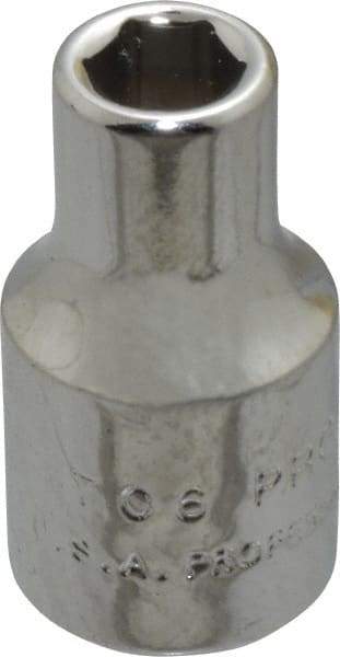 Proto - 3/16", 1/4" Drive, Standard Hand Socket - 6 Points, 7/8" OAL, Chrome Finish - Eagle Tool & Supply