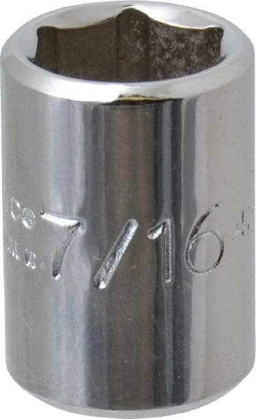 Proto - 7/16", 1/4" Drive, Standard Hand Socket - 6 Points, 7/8" OAL, Chrome Finish - Eagle Tool & Supply