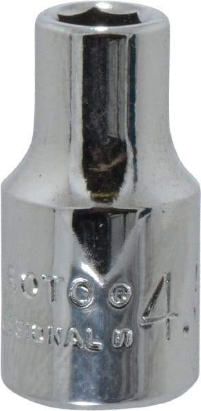 Proto - 1/4" Drive, Standard Hand Socket - 6 Points, 7/8" OAL, Chrome Finish - Eagle Tool & Supply