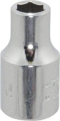 Proto - 1/4" Drive, Standard Hand Socket - 6 Points, 7/8" OAL, Chrome Finish - Eagle Tool & Supply