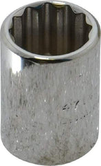 Proto - 7/16", 1/4" Drive, Standard Hand Socket - 12 Points, 7/8" OAL, Chrome Finish - Eagle Tool & Supply