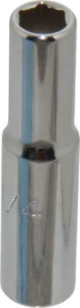 Proto - 1/4", 1/4" Drive, Deep Hand Socket - 6 Points, 2" OAL, Chrome Finish - Eagle Tool & Supply