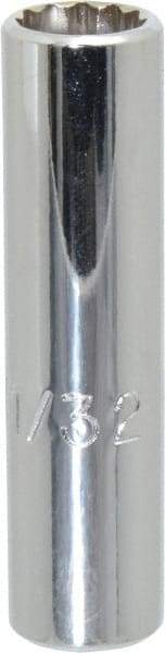 Proto - 11/32", 1/4" Drive, Deep Hand Socket - 12 Points, 2" OAL, Chrome Finish - Eagle Tool & Supply