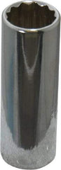 Proto - 1/2", 1/4" Drive, Deep Hand Socket - 12 Points, 2" OAL, Chrome Finish - Eagle Tool & Supply
