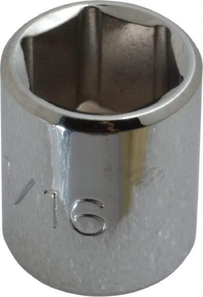 Proto - 11/16", 3/8" Drive, Standard Hand Socket - 6 Points, 1-1/8" OAL, Chrome Finish - Eagle Tool & Supply