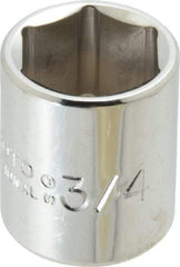 Proto - 3/4", 3/8" Drive, Standard Hand Socket - 6 Points, 1-3/16" OAL, Chrome Finish - Eagle Tool & Supply