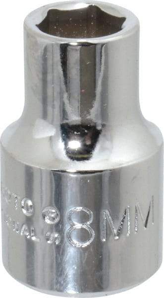 Proto - 3/8" Drive, Standard Hand Socket - 12 Points, 2-1/8" OAL, Chrome Finish - Eagle Tool & Supply