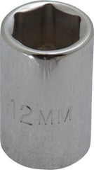 Proto - 3/8" Drive, Standard Hand Socket - 6 Points, 1-1/8" OAL, Chrome Finish - Eagle Tool & Supply