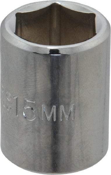 Proto - 3/8" Drive, Standard Hand Socket - 6 Points, 1-1/8" OAL, Chrome Finish - Eagle Tool & Supply