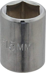 Proto - 3/8" Drive, Standard Hand Socket - 6 Points, 1-1/8" OAL, Chrome Finish - Eagle Tool & Supply