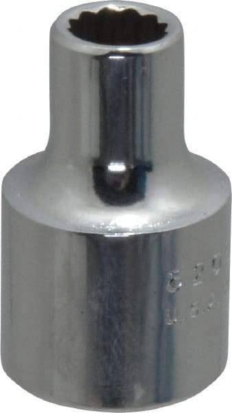 Proto - 1/4", 3/8" Drive, Standard Hand Socket - 12 Points, 1-3/32" OAL, Chrome Finish - Eagle Tool & Supply