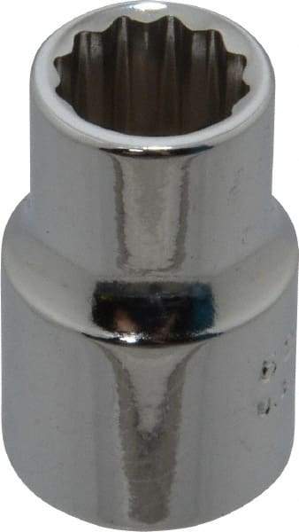 Proto - 3/8", 3/8" Drive, Standard Hand Socket - 12 Points, 1-3/32" OAL, Chrome Finish - Eagle Tool & Supply