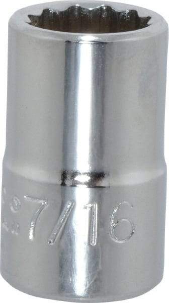 Proto - 7/16", 3/8" Drive, Standard Hand Socket - 12 Points, 1-3/32" OAL, Chrome Finish - Eagle Tool & Supply