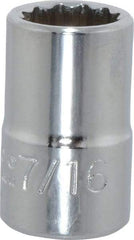 Proto - 7/16", 3/8" Drive, Standard Hand Socket - 12 Points, 1-3/32" OAL, Chrome Finish - Eagle Tool & Supply