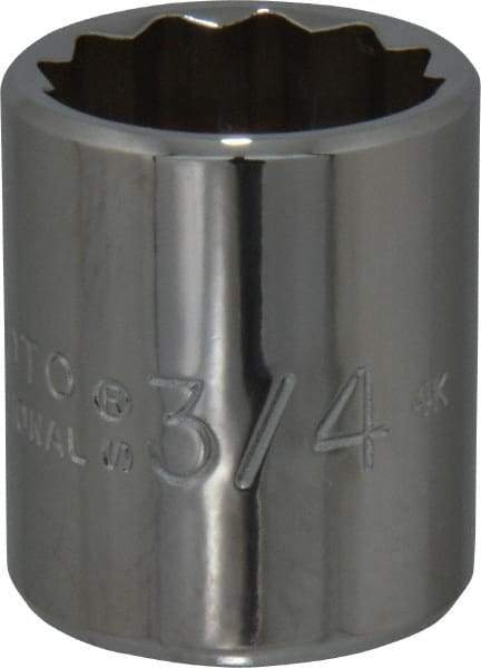 Proto - 3/4", 3/8" Drive, Standard Hand Socket - 12 Points, 1-3/16" OAL, Chrome Finish - Eagle Tool & Supply