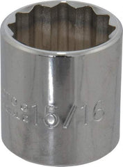 Proto - 15/16", 3/8" Drive, Standard Hand Socket - 12 Points, 1-5/16" OAL, Chrome Finish - Eagle Tool & Supply