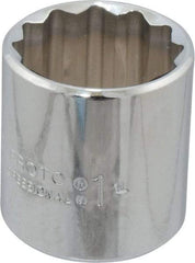 Proto - 1", 3/8" Drive, Standard Hand Socket - 12 Points, 1-3/8" OAL, Chrome Finish - Eagle Tool & Supply