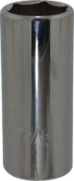 Proto - 7/8", 3/8" Drive, Deep Hand Socket - 6 Points, 2-3/4" OAL, Chrome Finish - Eagle Tool & Supply