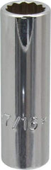 Proto - 7/16", 3/8" Drive, Deep Hand Socket - 12 Points, 2-1/8" OAL, Chrome Finish - Eagle Tool & Supply