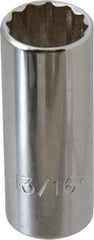 Proto - 13/16", 3/8" Drive, Deep Hand Socket - 12 Points, 2-3/4" OAL, Chrome Finish - Eagle Tool & Supply