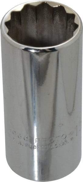 Proto - 15/16", 3/8" Drive, Deep Hand Socket - 12 Points, 2-3/4" OAL, Chrome Finish - Eagle Tool & Supply