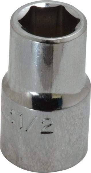 Proto - 1/2", 1/2" Drive, Standard Hand Socket - 6 Points, 1-31/64" OAL, Chrome Finish - Eagle Tool & Supply