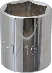 Proto - 1-1/16", 1/2" Drive, Standard Hand Socket - 6 Points, 1-41/64" OAL, Chrome Finish - Eagle Tool & Supply