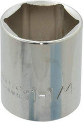 Proto - 1-1/4", 1/2" Drive, Standard Hand Socket - 6 Points, 1-55/64" OAL, Chrome Finish - Eagle Tool & Supply