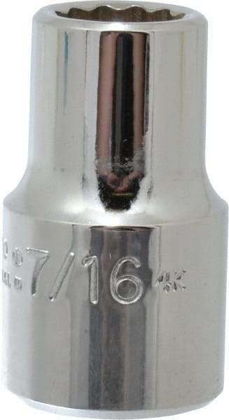 Proto - 7/16", 1/2" Drive, Standard Hand Socket - 12 Points, 1-31/64" OAL, Chrome Vanadium, Chrome Finish - Eagle Tool & Supply