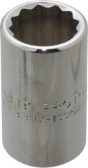 Proto - 19/32", 1/2" Drive, Standard Hand Socket - 12 Points, 1-1/2" OAL, Chrome Finish - Eagle Tool & Supply