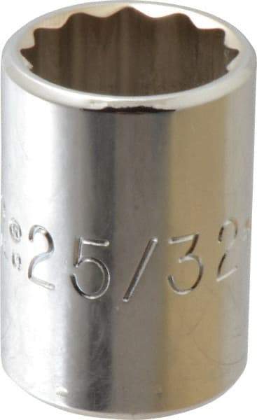 Proto - 25/32", 1/2" Drive, Standard Hand Socket - 12 Points, 1-1/2" OAL, Chrome Finish - Eagle Tool & Supply