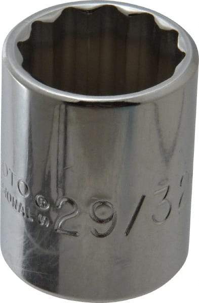 Proto - 29/32", 1/2" Drive, Standard Hand Socket - 12 Points, 1-9/16" OAL, Chrome Finish - Eagle Tool & Supply